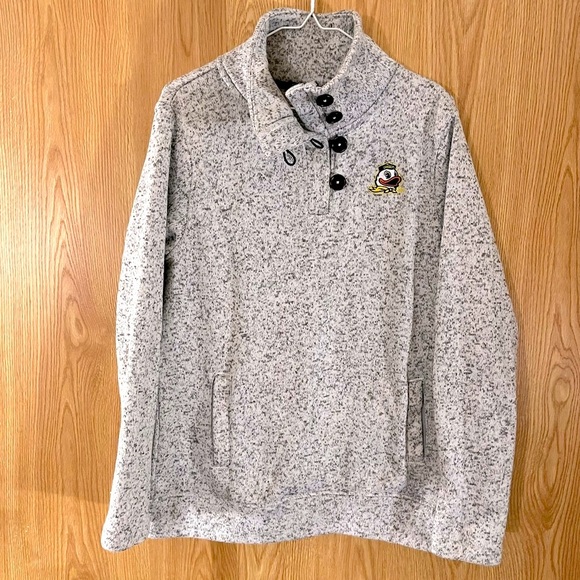 Collegiate Sports Apparel Oregon Ducks Gray Knit Fleece Sweater Pullover - Picture 1 of 6